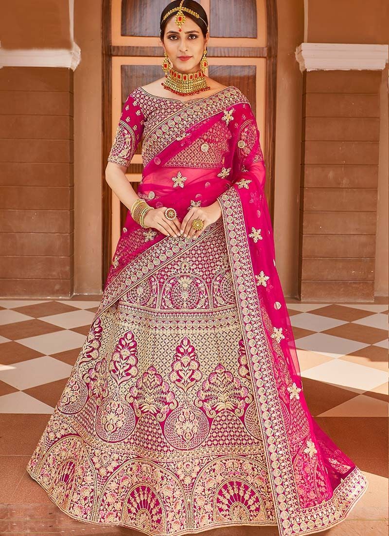 Designer Velvet Lehenga | Pink Wedding Lehenga Choli Set