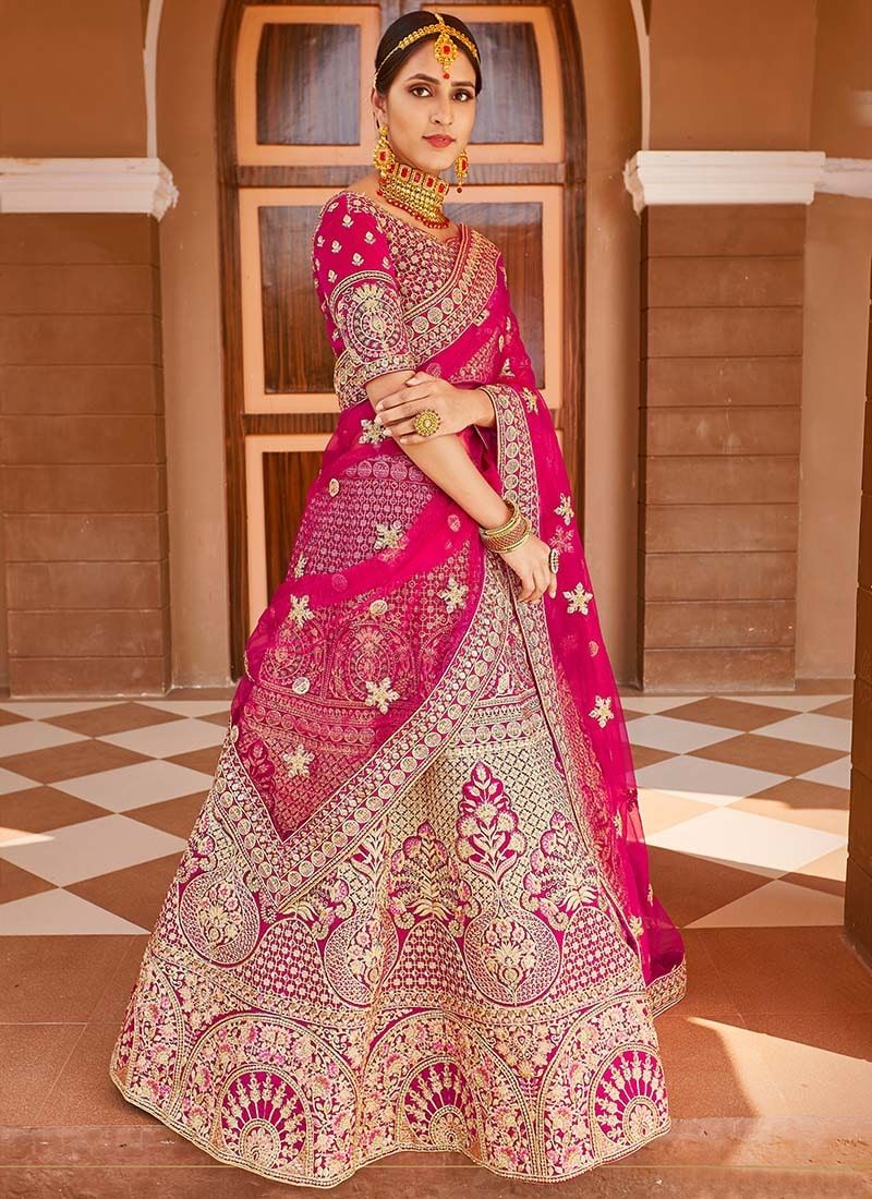 Designer Velvet Lehenga | Pink Wedding Lehenga Choli Set