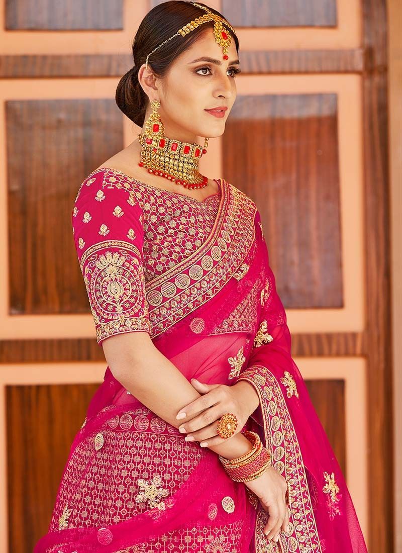 Designer Velvet Lehenga | Pink Wedding Lehenga Choli Set