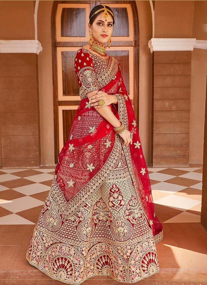 Red Crop Top Lehenga Choli | Stylish Party & Festive Wear