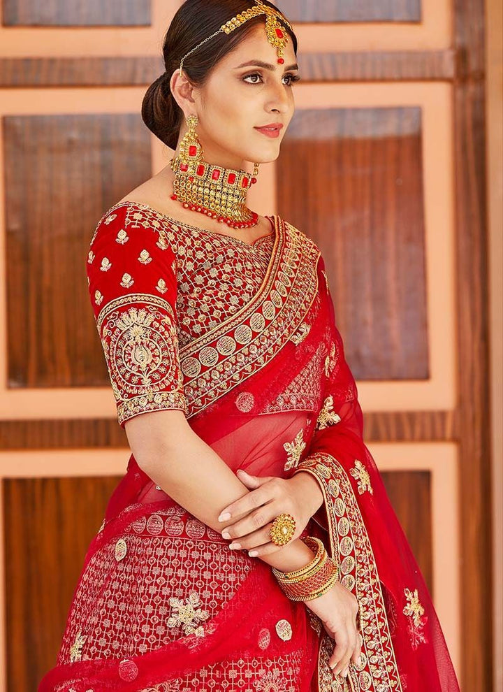 Red Crop Top Lehenga Choli | Stylish Party & Festive Wear