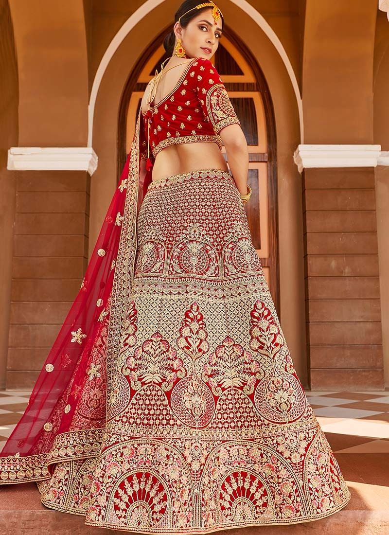 Red Crop Top Lehenga Choli | Stylish Party & Festive Wear