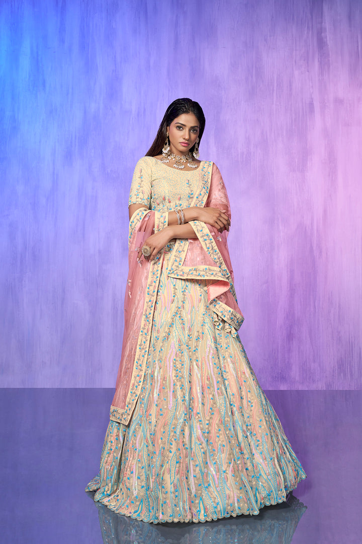 Embroidered Organza Lehenga | Pakistani Organza Lehenga for Women