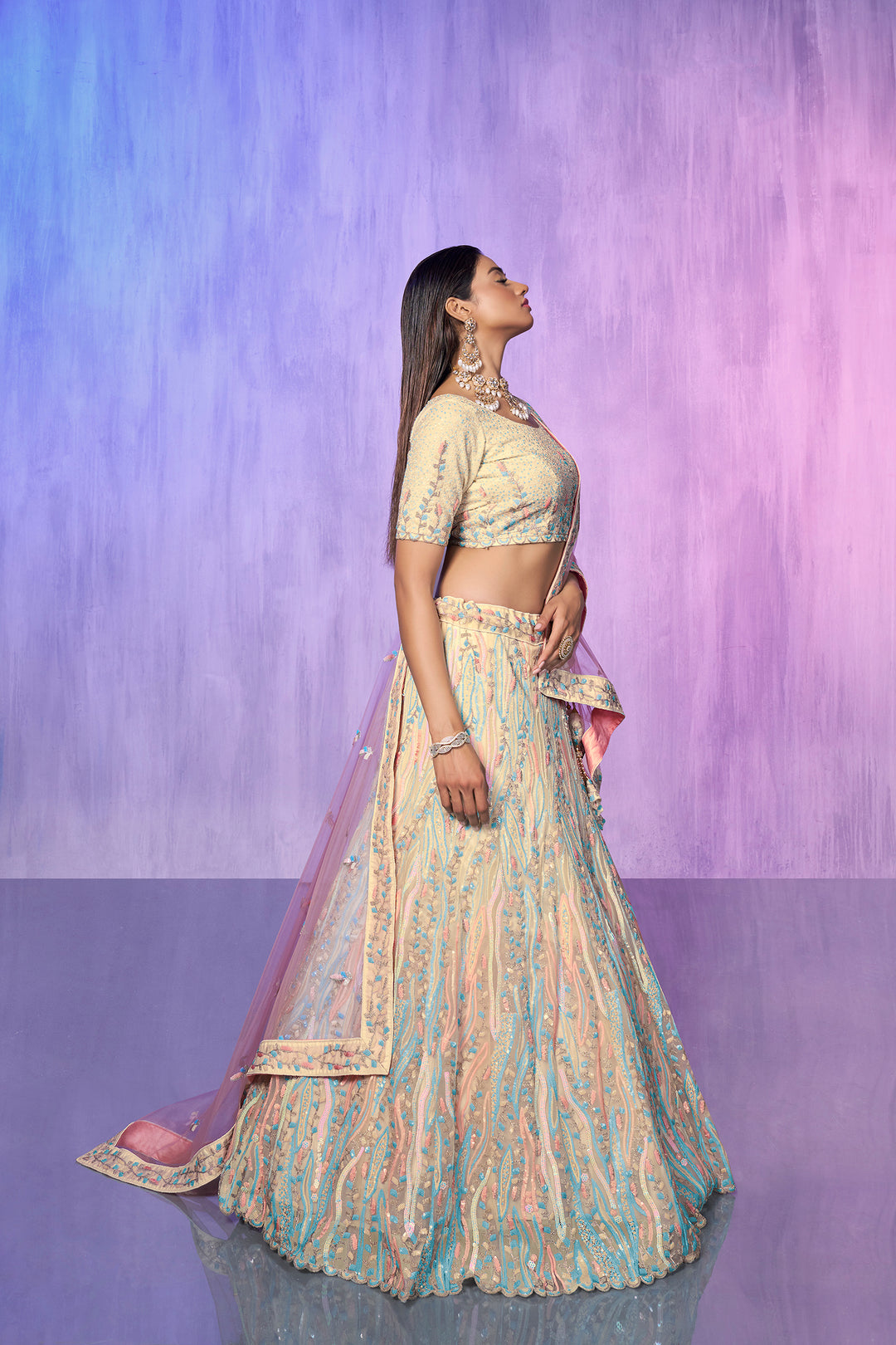 Embroidered Organza Lehenga | Pakistani Organza Lehenga for Women