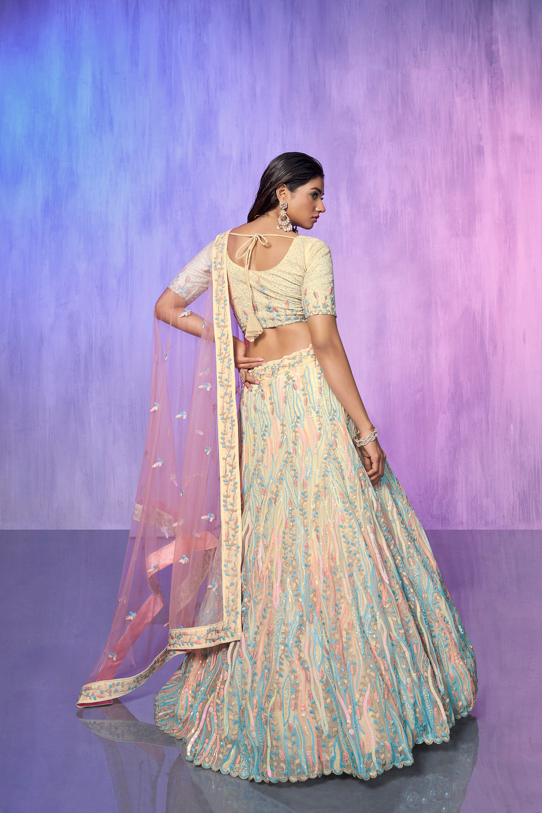 Embroidered Organza Lehenga | Pakistani Organza Lehenga for Women