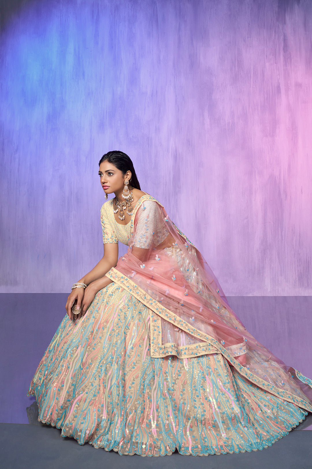 Embroidered Organza Lehenga | Pakistani Organza Lehenga for Women