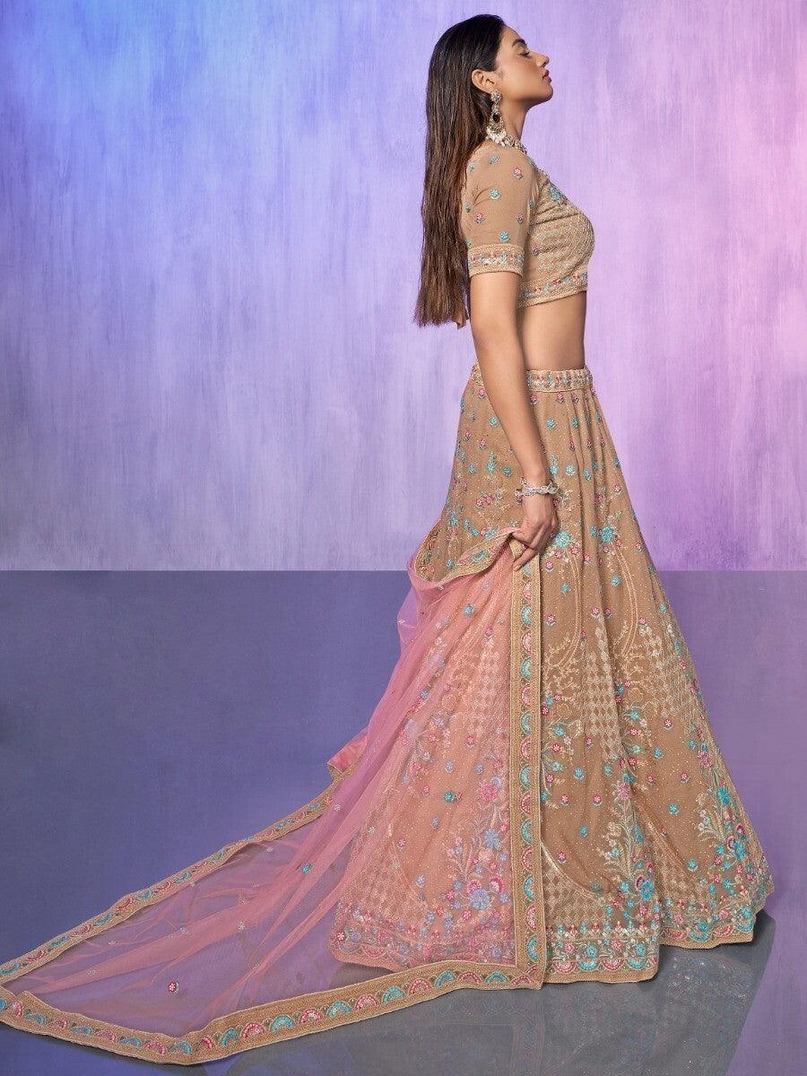 Mauve Sequins Georgette Lehenga Choli | Elegant Bridal Ensemble