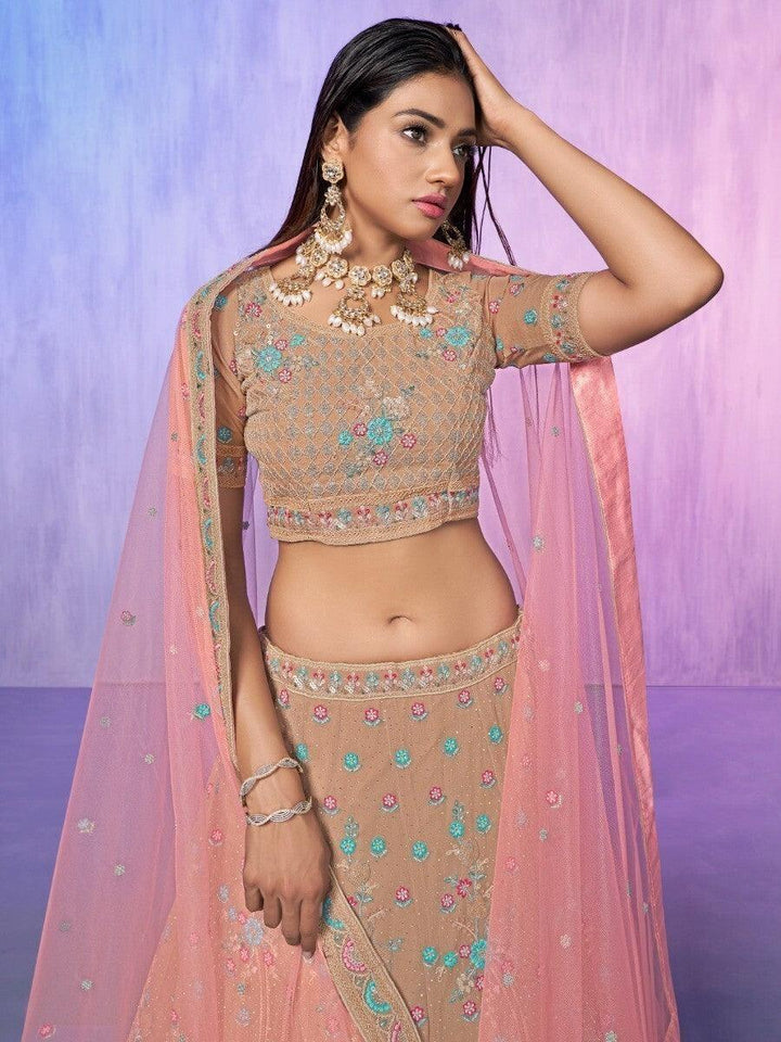 Mauve Sequins Georgette Lehenga Choli | Elegant Bridal Ensemble