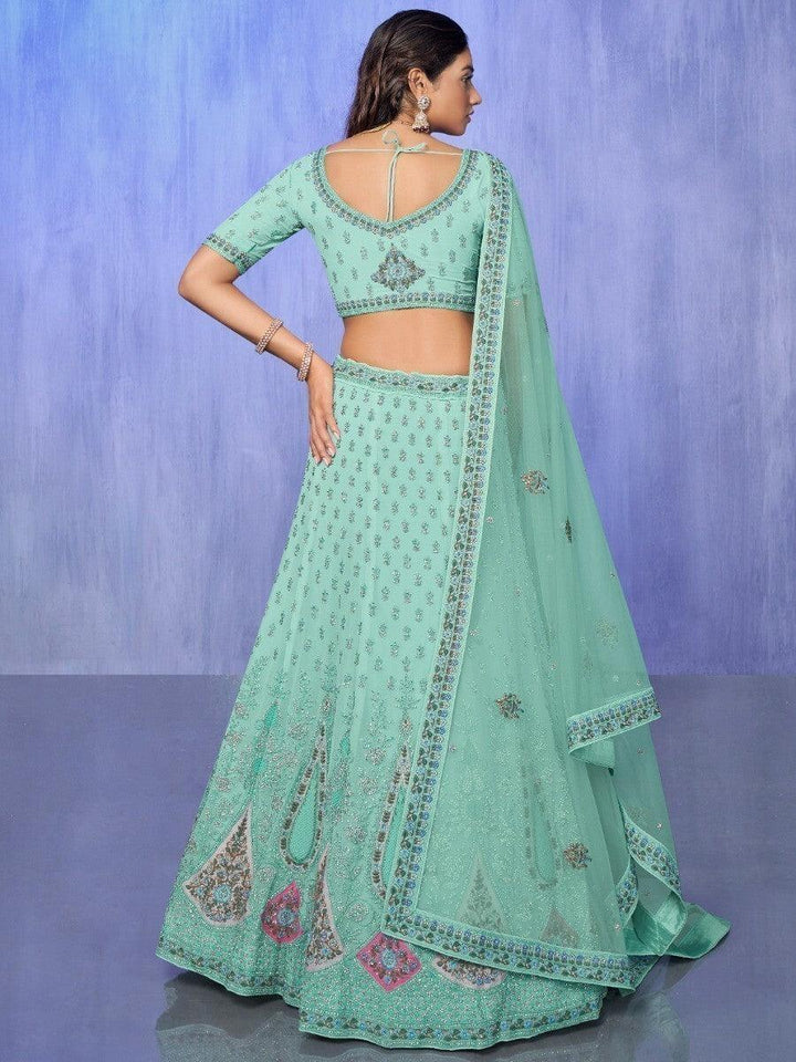 Embroidered Aqua Blue Lehenga Choli | Perfect for Weddings & Parties