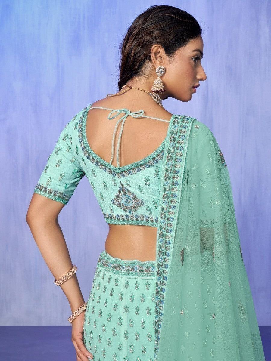 Embroidered Aqua Blue Lehenga Choli | Perfect for Weddings & Parties