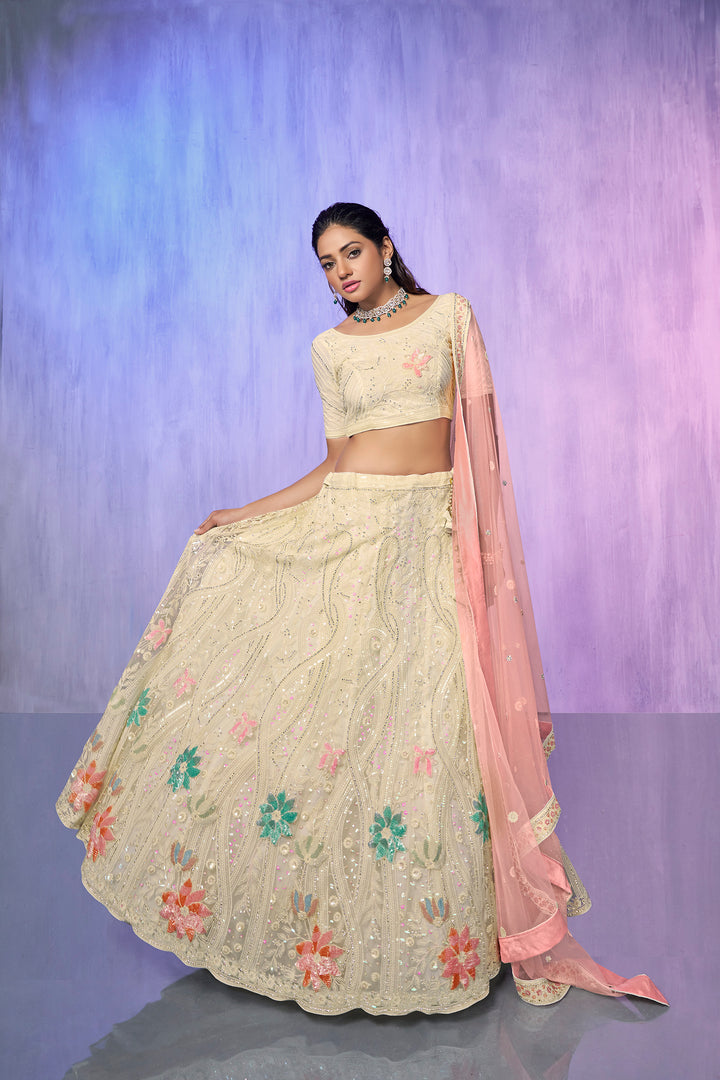 Women Embroidered Lehenga Choli Set | Semi-Stitched Lehenga & Blouse