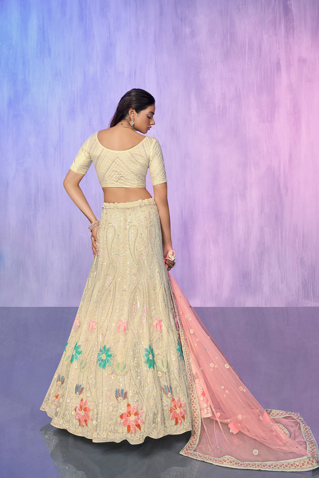 Women Embroidered Lehenga Choli Set | Semi-Stitched Lehenga & Blouse