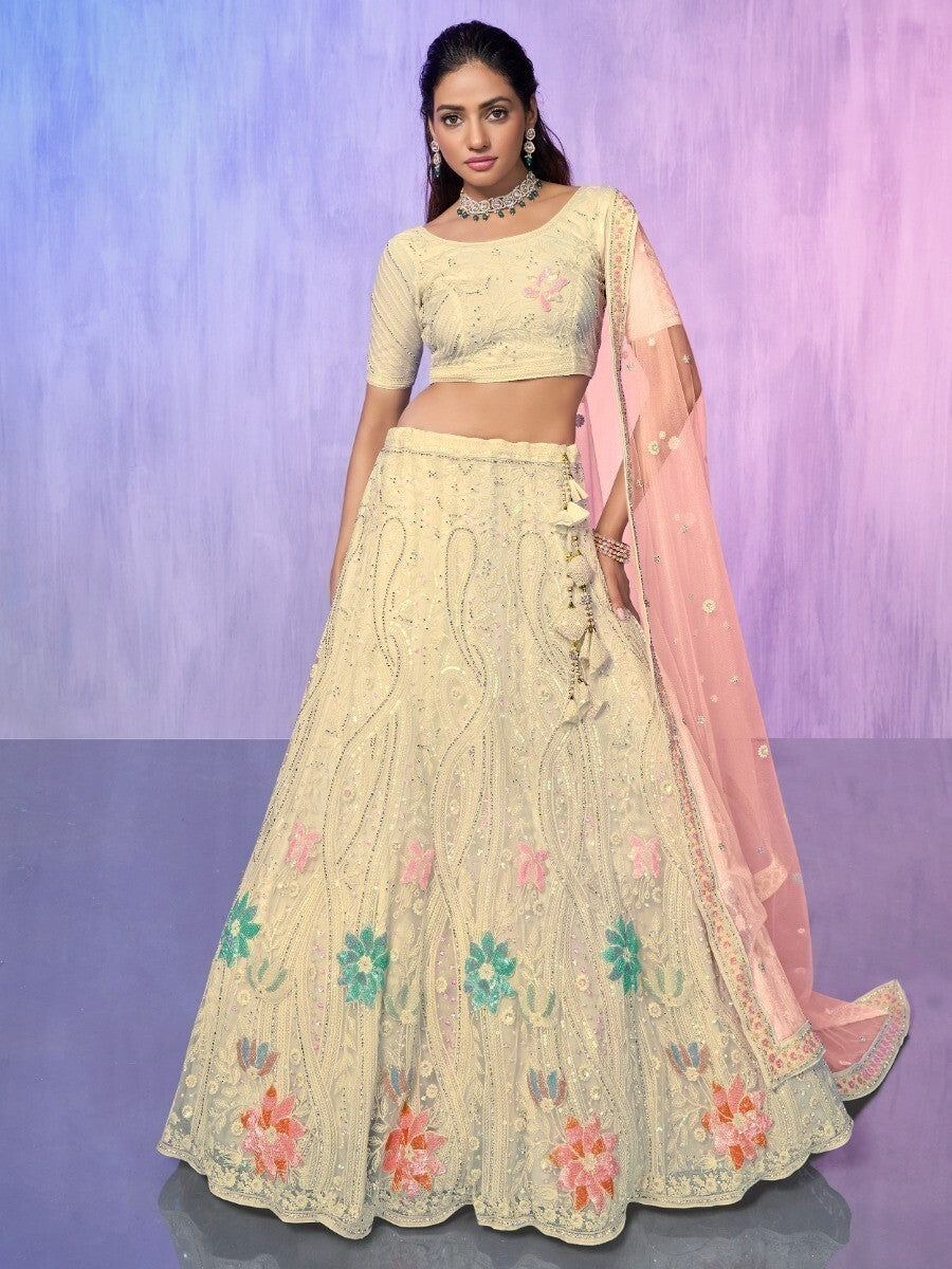 Customizable Off-White Lehenga Choli | Perfect for Weddings & Parties