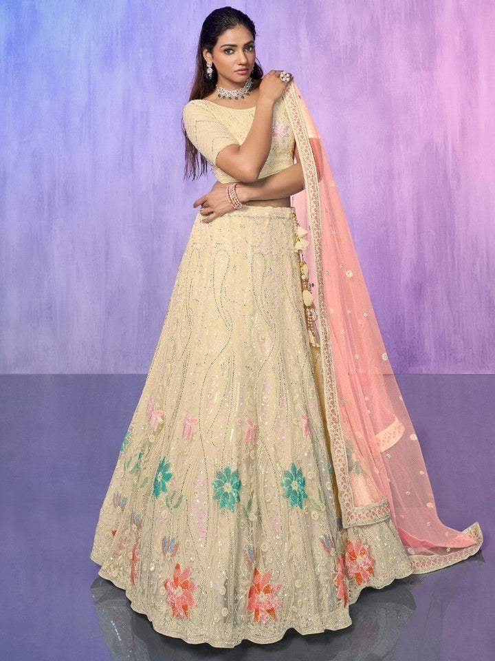 Customizable Off-White Lehenga Choli | Perfect for Weddings & Parties