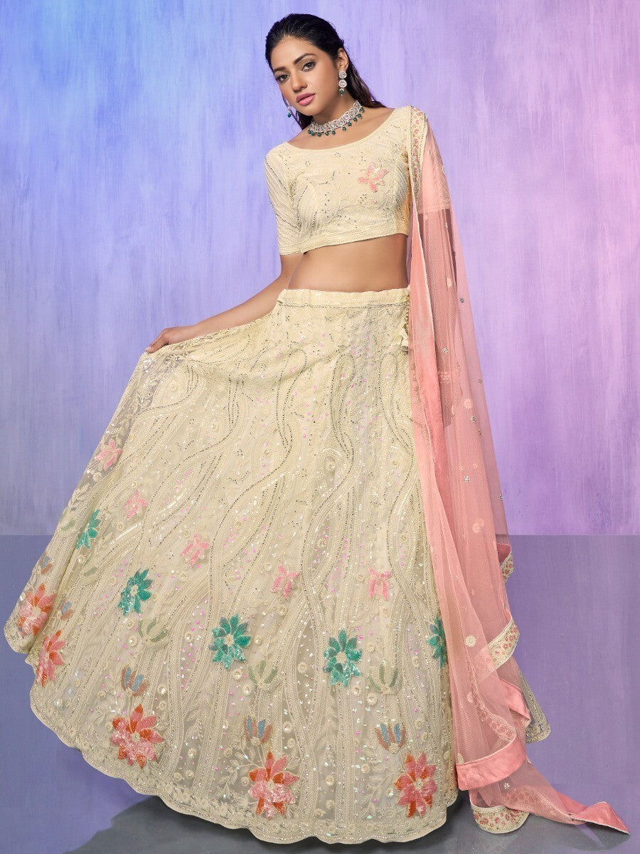 Customizable Off-White Lehenga Choli | Perfect for Weddings & Parties