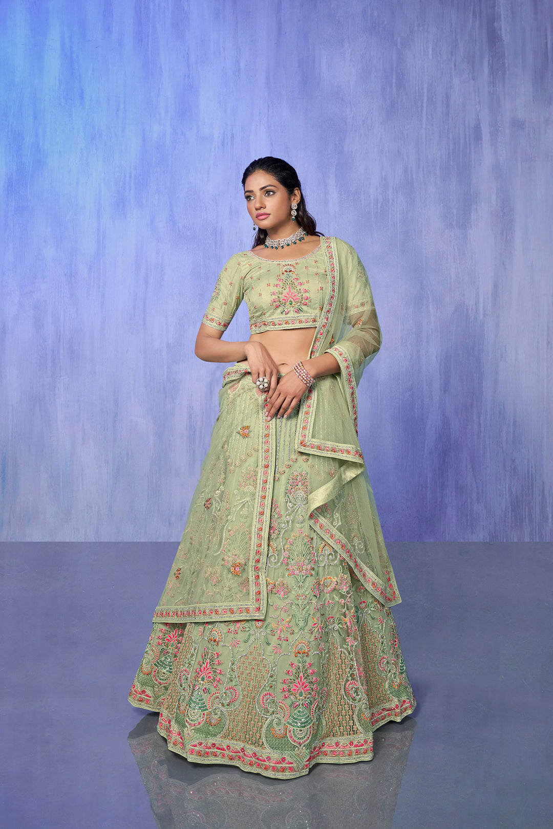 Wonderful Embroidered Net Wedding Lehenga Set | Party Wear Lehenga