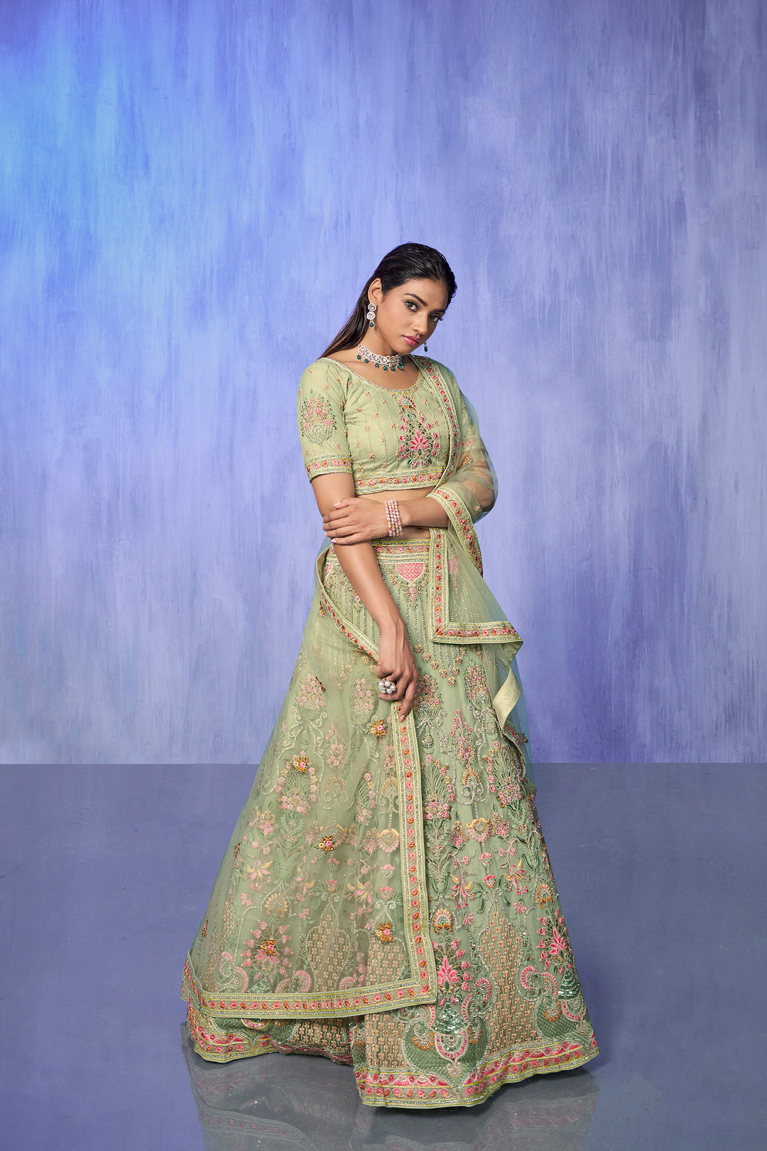 Wonderful Embroidered Net Wedding Lehenga Set | Party Wear Lehenga