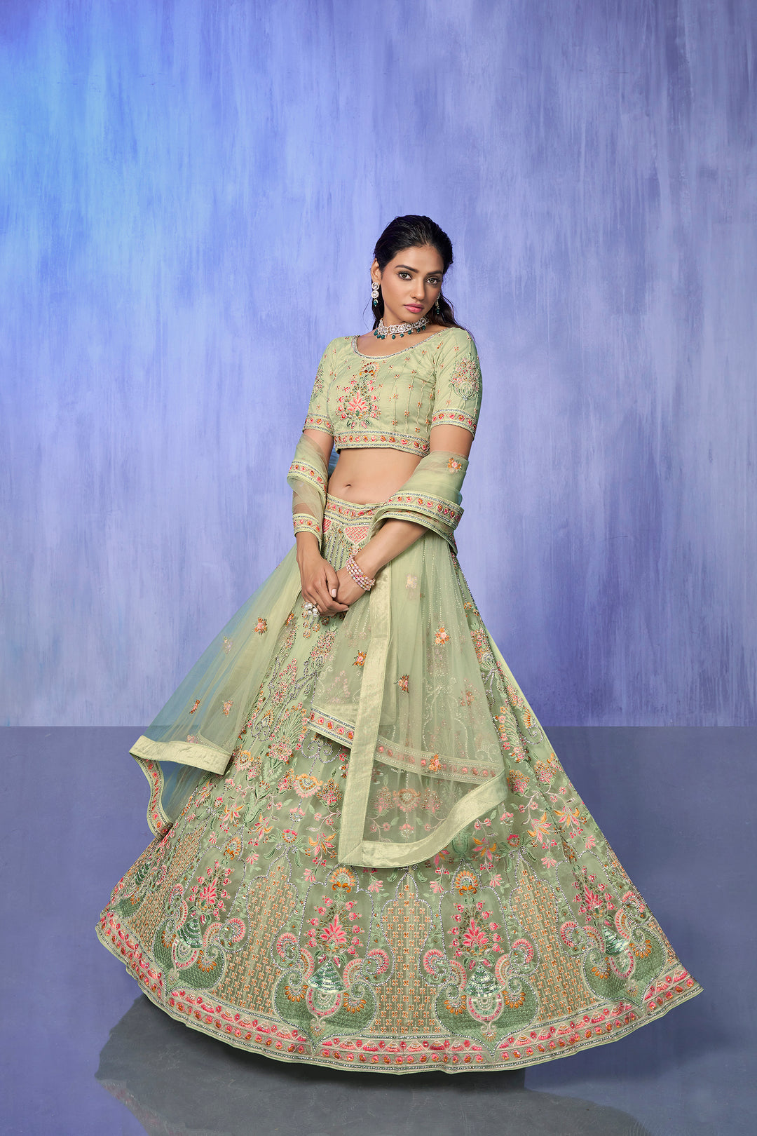 Wonderful Embroidered Net Wedding Lehenga Set | Party Wear Lehenga