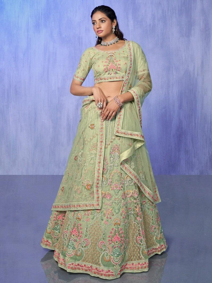 Astonishing Green Lehenga Choli | Intricate Embroidery & Stonework