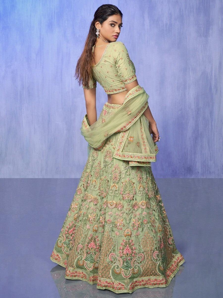 Astonishing Green Lehenga Choli | Intricate Embroidery & Stonework