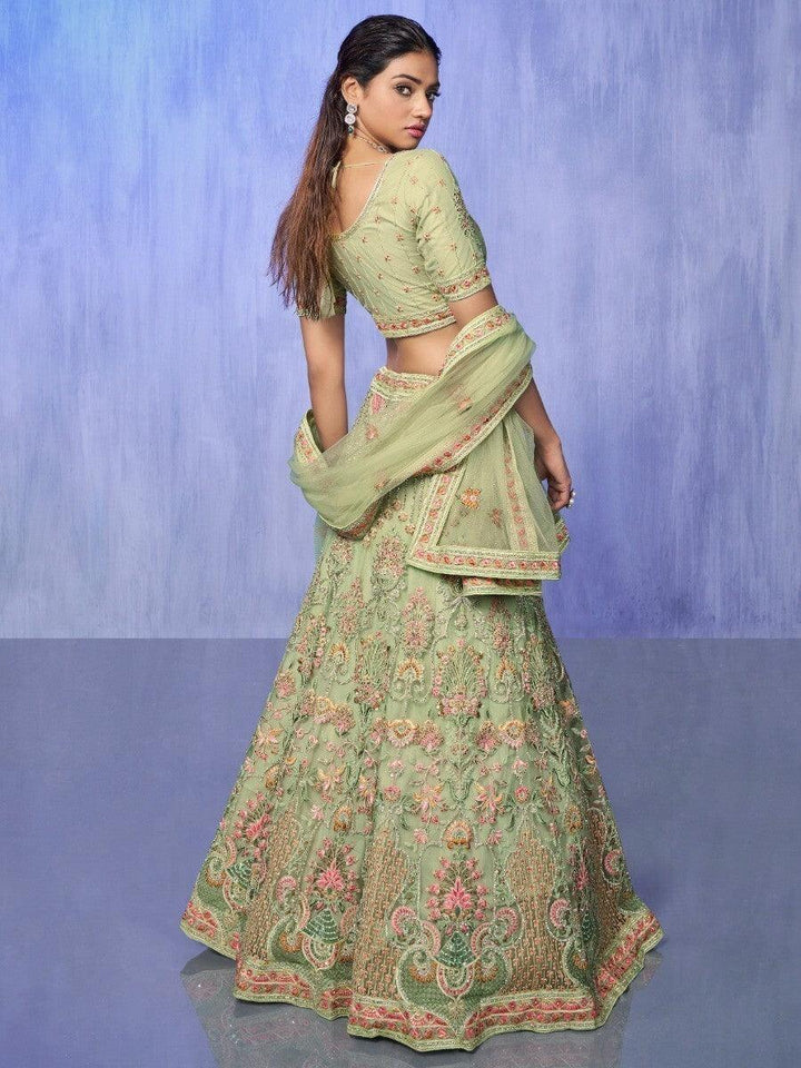 Astonishing Green Lehenga Choli | Intricate Embroidery & Stonework