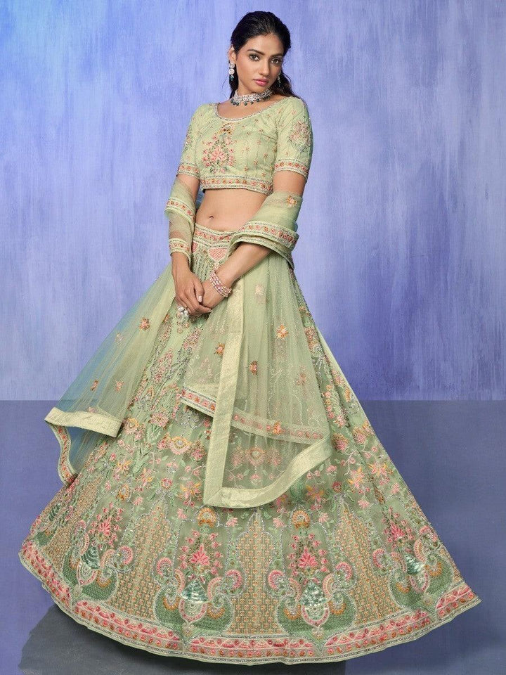 Astonishing Green Lehenga Choli | Intricate Embroidery & Stonework