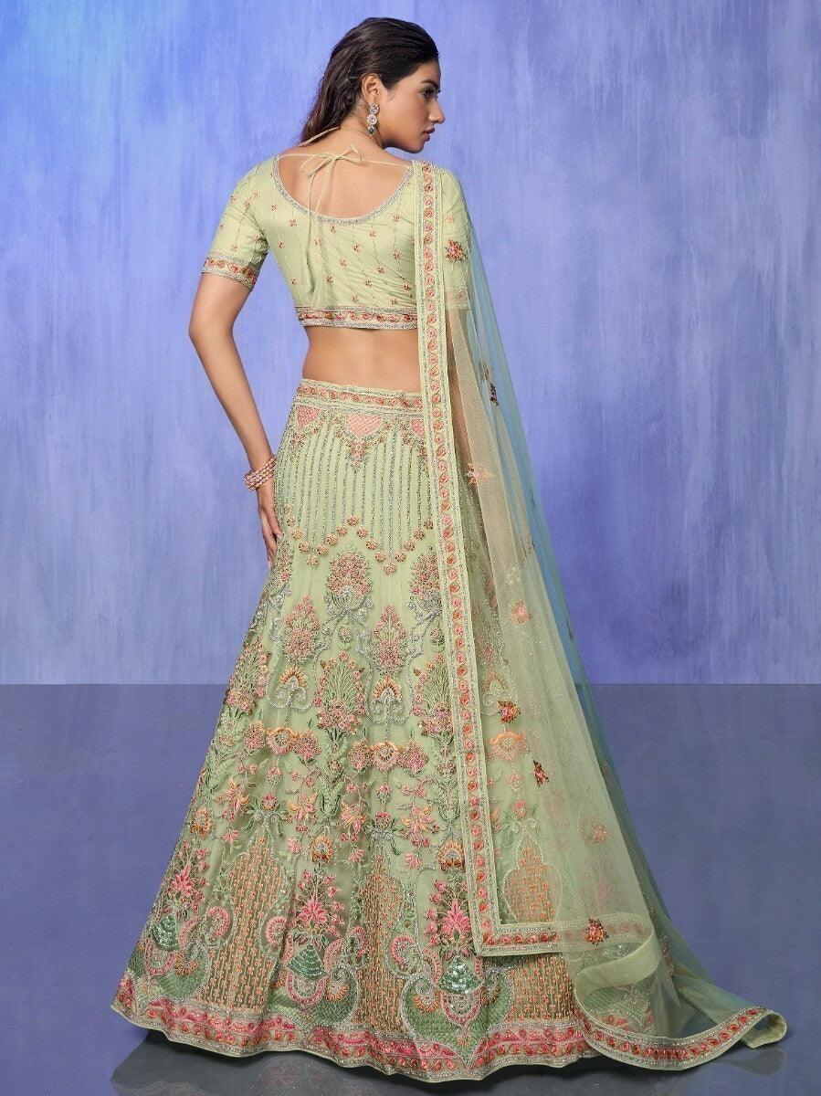 Astonishing Green Lehenga Choli | Intricate Embroidery & Stonework