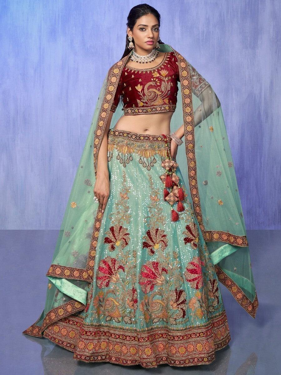 Ethereal Turquoise Lehenga Choli | Designed for Weddings & Engagements