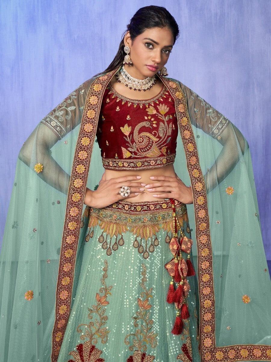 Ethereal Turquoise Lehenga Choli | Designed for Weddings & Engagements