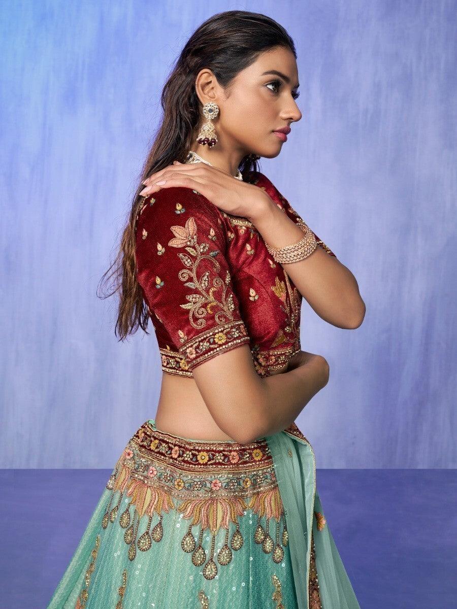 Ethereal Turquoise Lehenga Choli | Designed for Weddings & Engagements