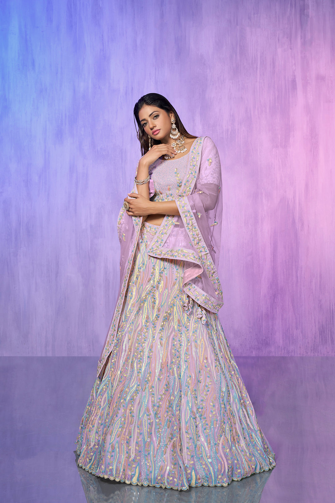 Embroidered Organza Lehenga | Pakistani Organza Lehenga for Women