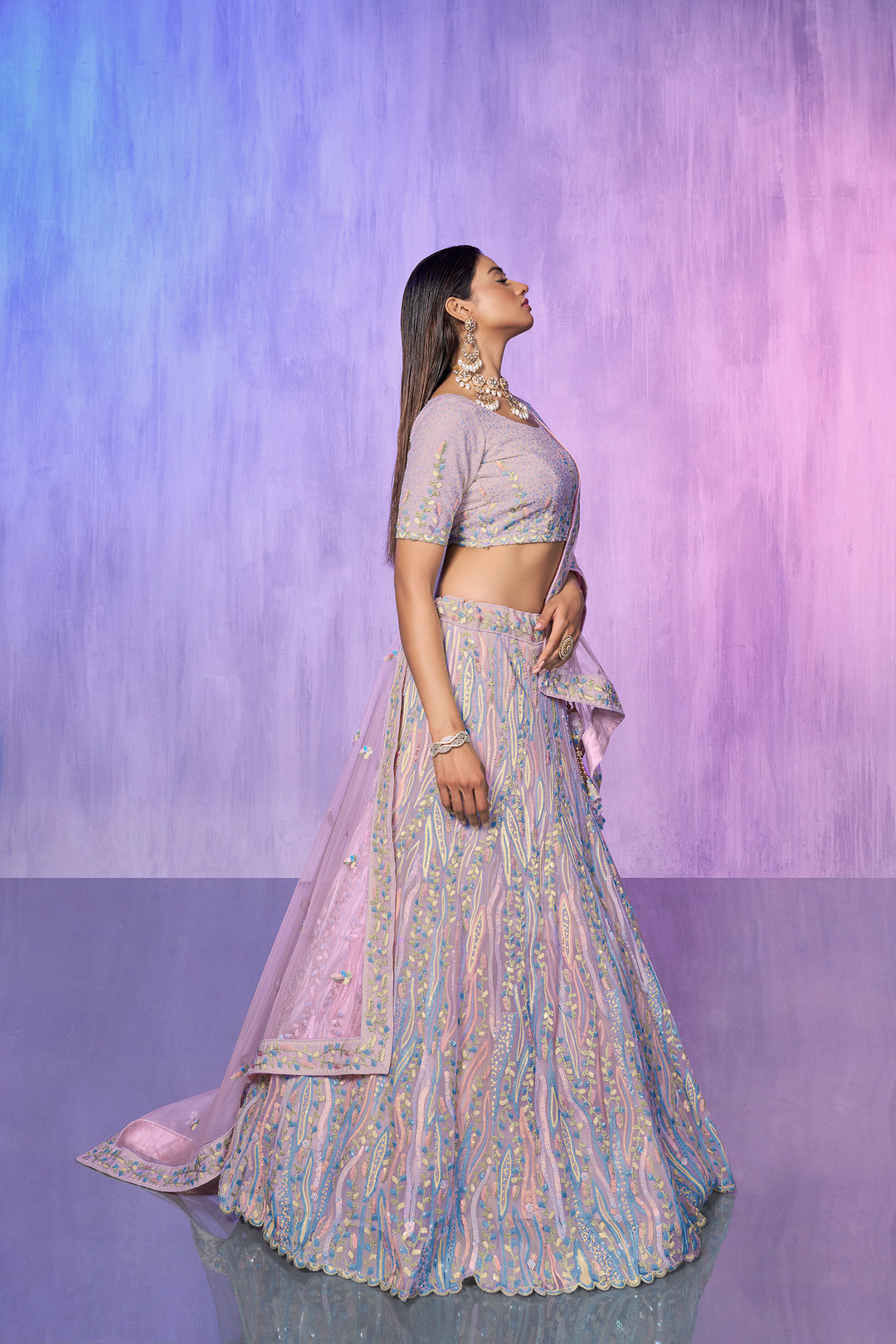 Embroidered Organza Lehenga | Pakistani Organza Lehenga for Women