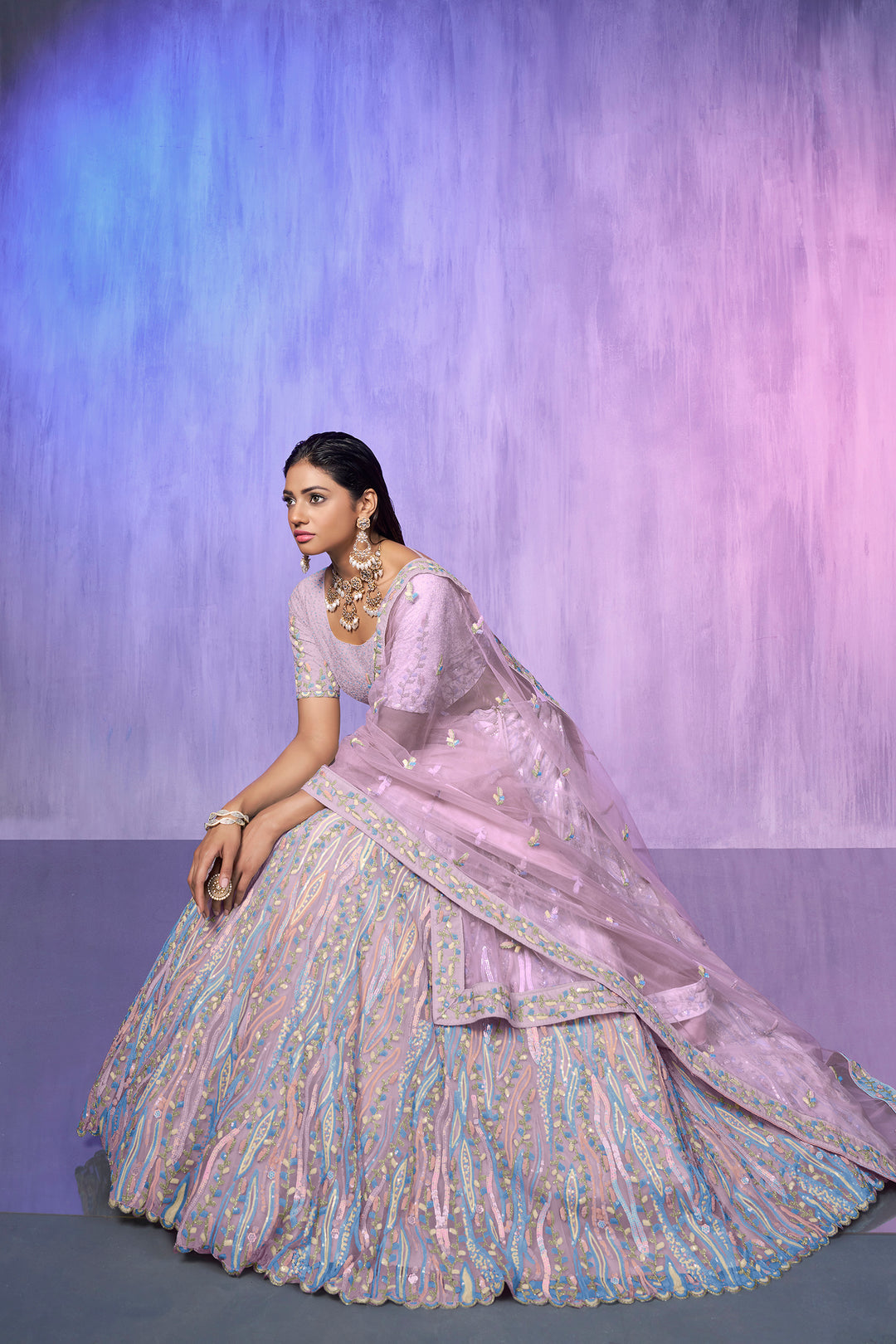 Embroidered Organza Lehenga | Pakistani Organza Lehenga for Women