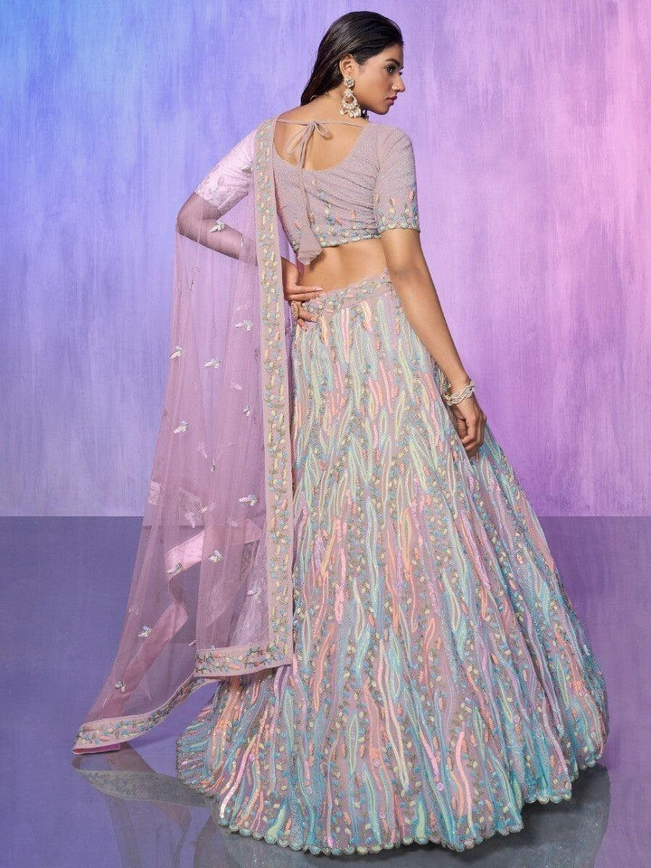 Alluring Lavender Organza Lehenga Choli | Intricate Embroidery & Stones