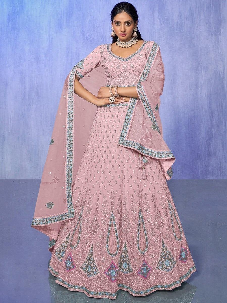 Marvelous Pink Lehenga Choli | Embroidered Dupatta & Custom Fit