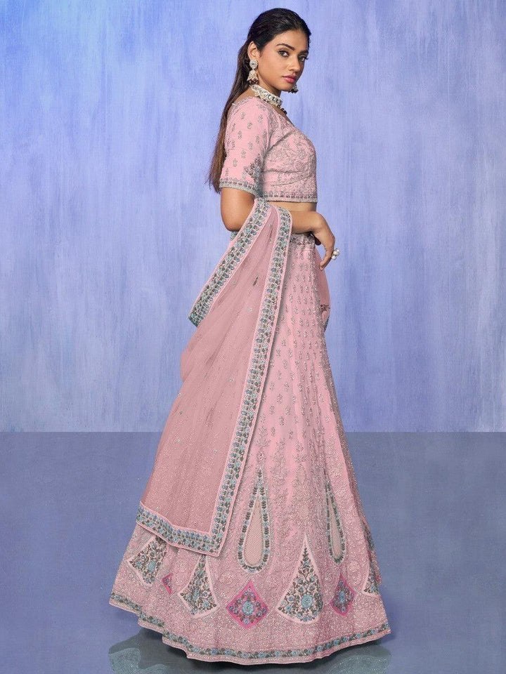 Marvelous Pink Lehenga Choli | Embroidered Dupatta & Custom Fit