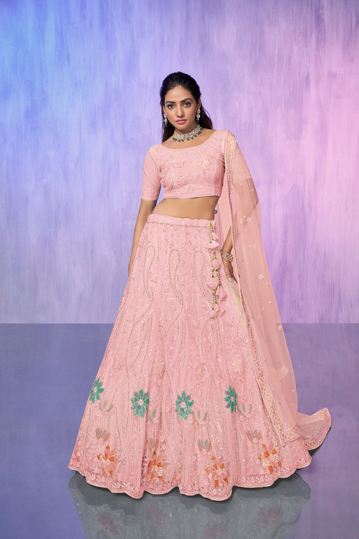 Women Embroidered Lehenga Choli Set | Semi-Stitched Lehenga & Blouse