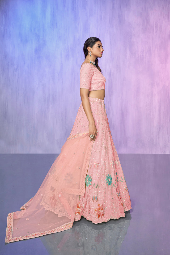 Women Embroidered Lehenga Choli Set | Semi-Stitched Lehenga & Blouse