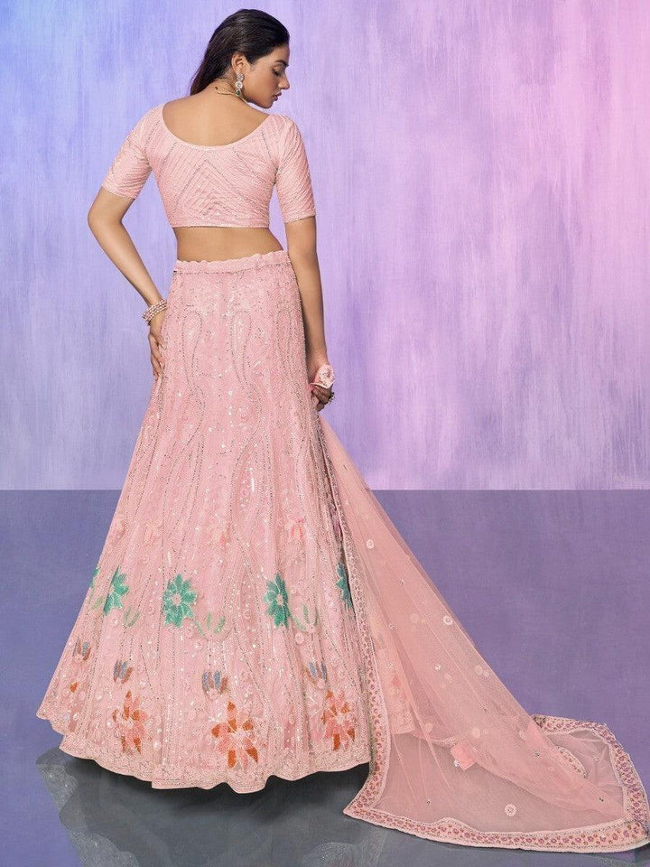 Graceful Peach Net Lehenga Choli | Flattering Fit & Radiant Design