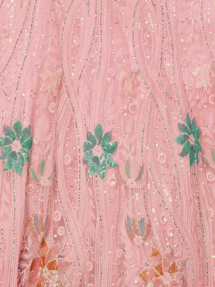 Graceful Peach Net Lehenga Choli | Flattering Fit & Radiant Design