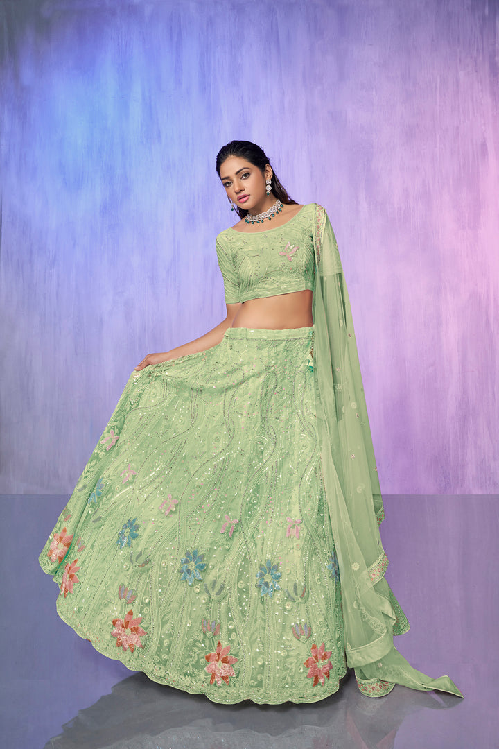 Women Embroidered Lehenga Choli Set | Semi-Stitched Lehenga & Blouse