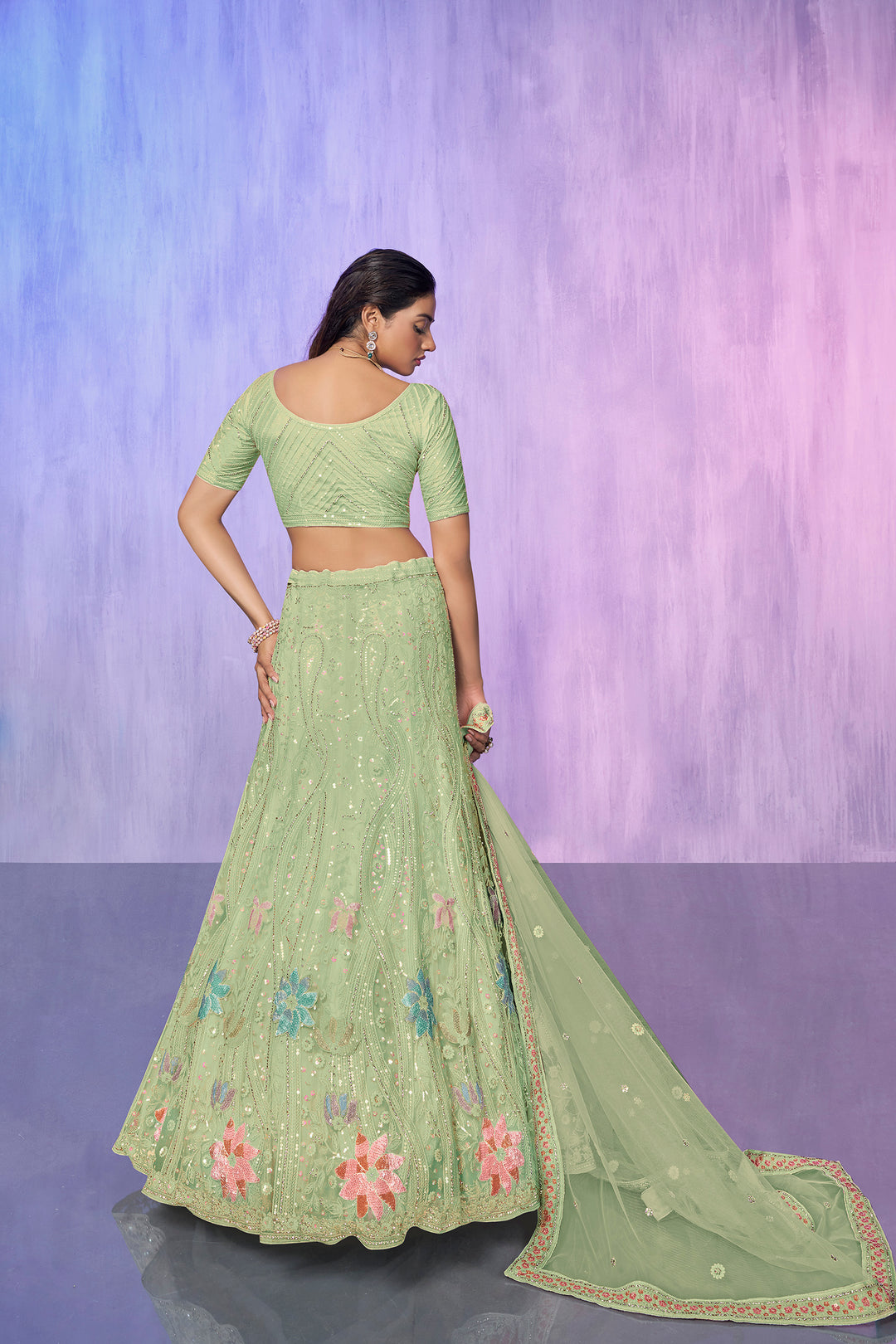 Women Embroidered Lehenga Choli Set | Semi-Stitched Lehenga & Blouse