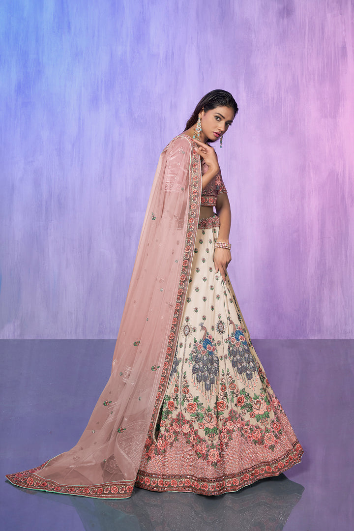 Velvet Embroidered Bridal Reception Lehenga Choli | Heavy Border Lehenga