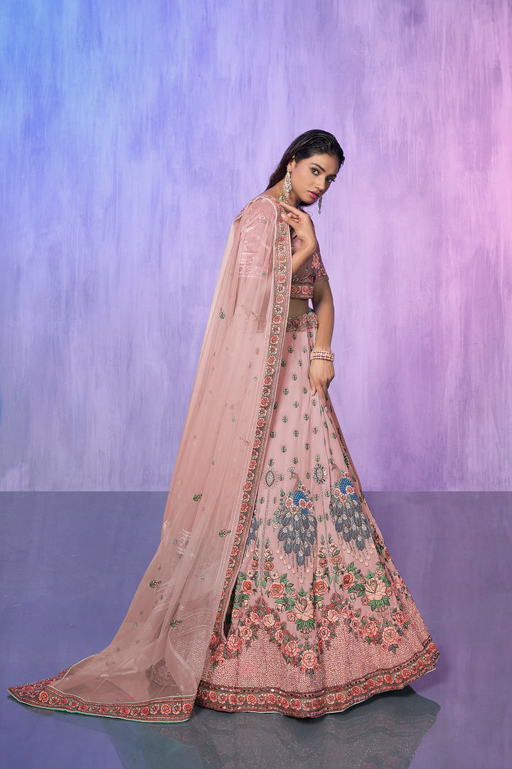 Velvet Embroidered Bridal Reception Lehenga Choli | Heavy Border Lehenga