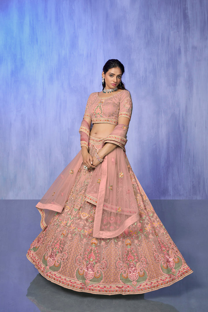 Wonderful Embroidered Net Wedding Lehenga Set | Party Wear Lehenga