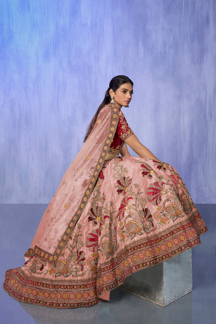 Velvet Lehenga Choli Set | Embroidered Party Wear Lehenga for Wedding