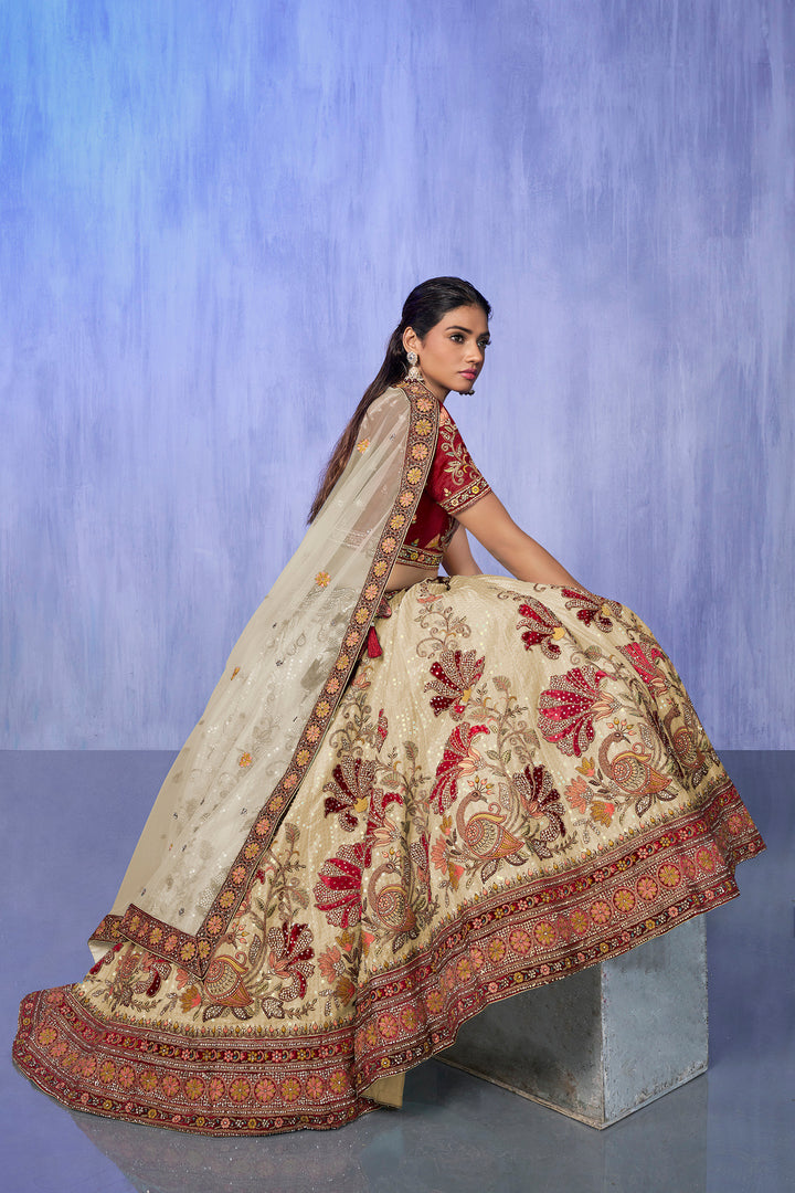 Velvet Lehenga Choli Set | Embroidered Party Wear Lehenga for Wedding