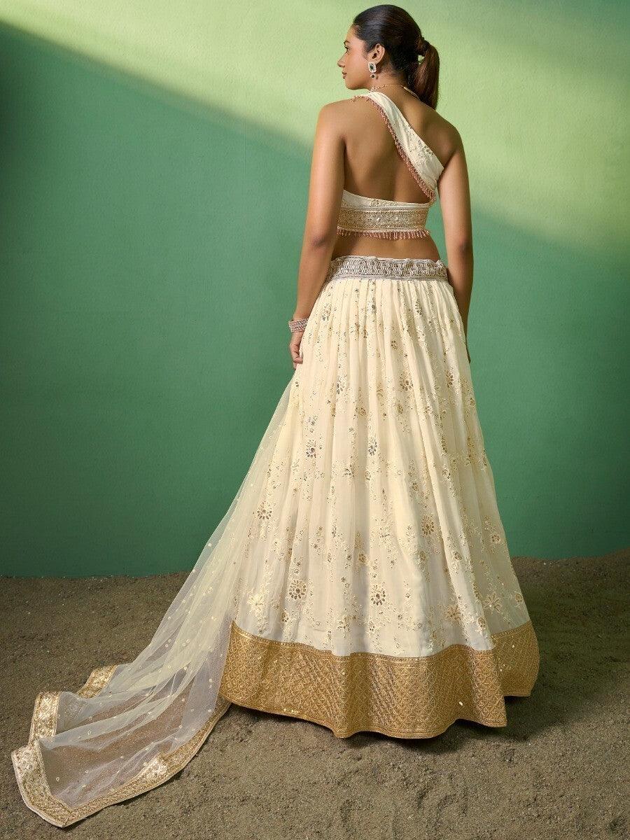 Cream Designer Lehenga Choli Set | Bridal & Party Wear with Dupatta