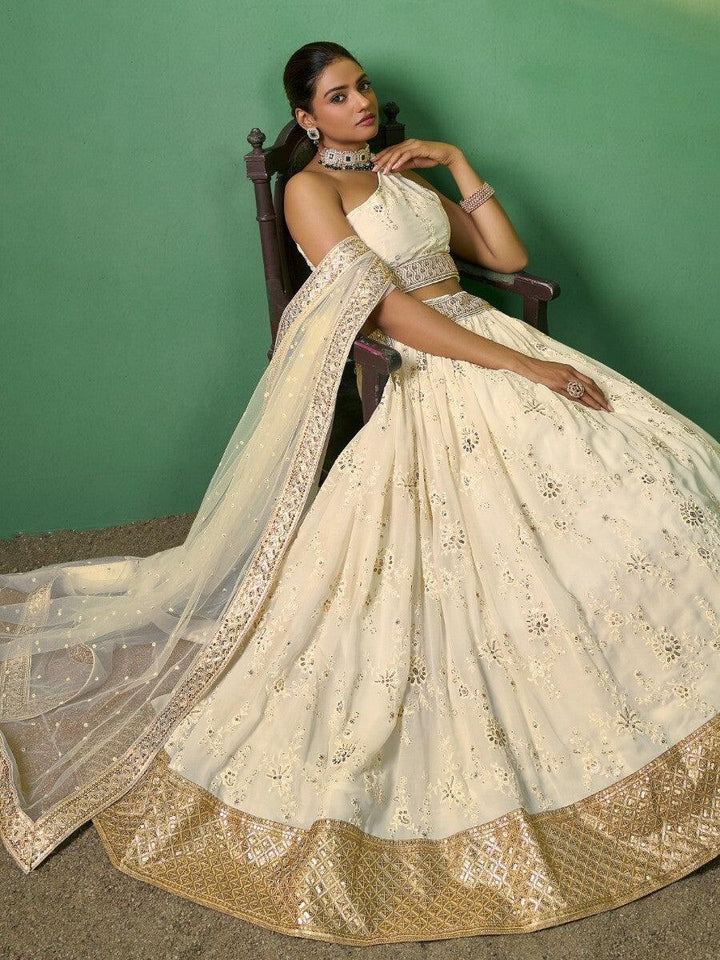 Cream Designer Lehenga Choli Set | Bridal & Party Wear with Dupatta