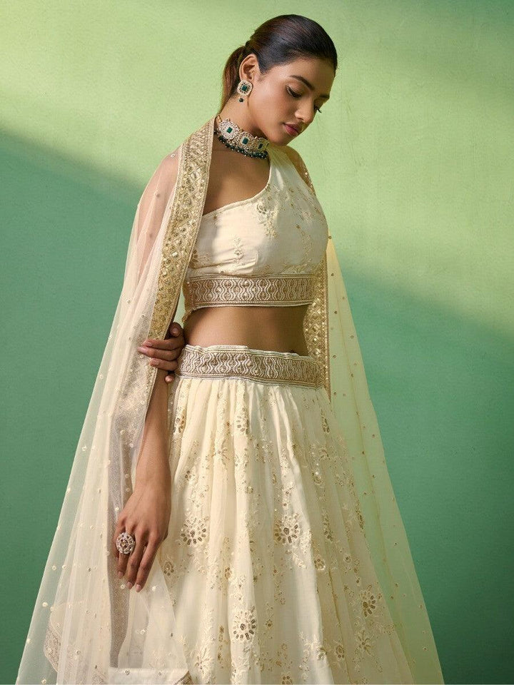 Cream Designer Lehenga Choli Set | Bridal & Party Wear with Dupatta